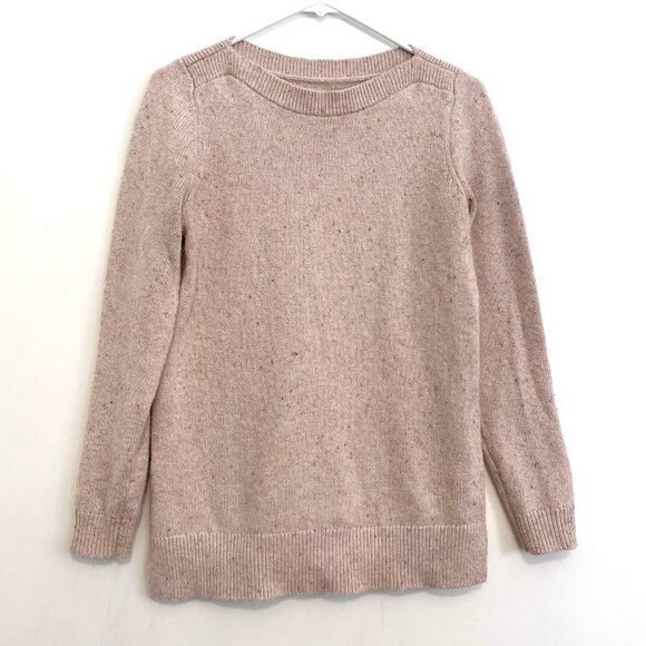 ANN TAYLOR LOFT Flecked Boatneck Sweater Light Baby Pink Multi Confetti Cotton S - Picture 2 of 16